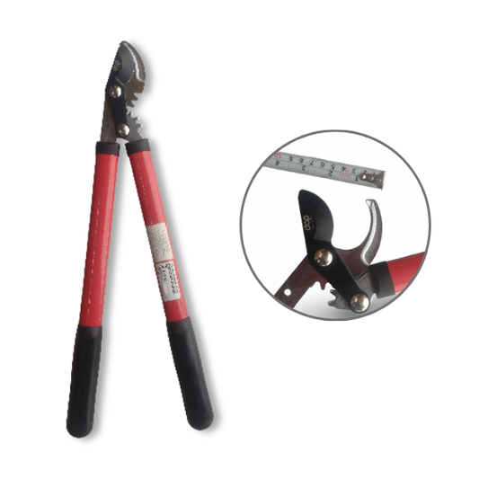 21 Inch Mini Gear Bypass Lopper with red and black handle in white background