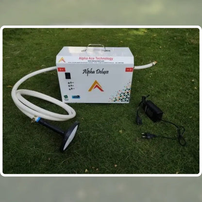 Alpha Ace Technology product packaging with accessories on a grassy background-Alpha Deluxe  Pressure injector