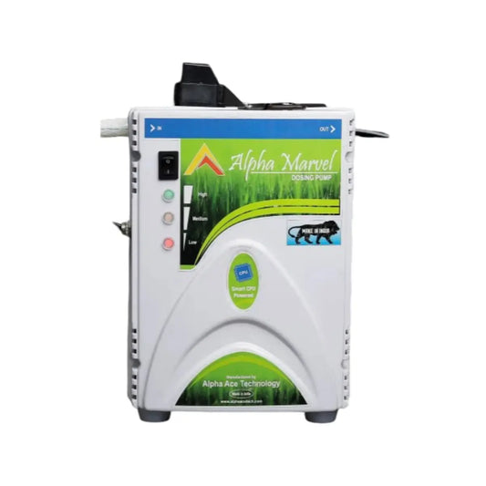 Alpha Marvel fertilizer injection pump on a white background