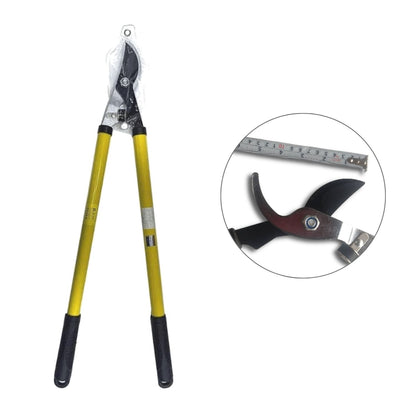 Garden pruning lopper with close-up of blades on a white background