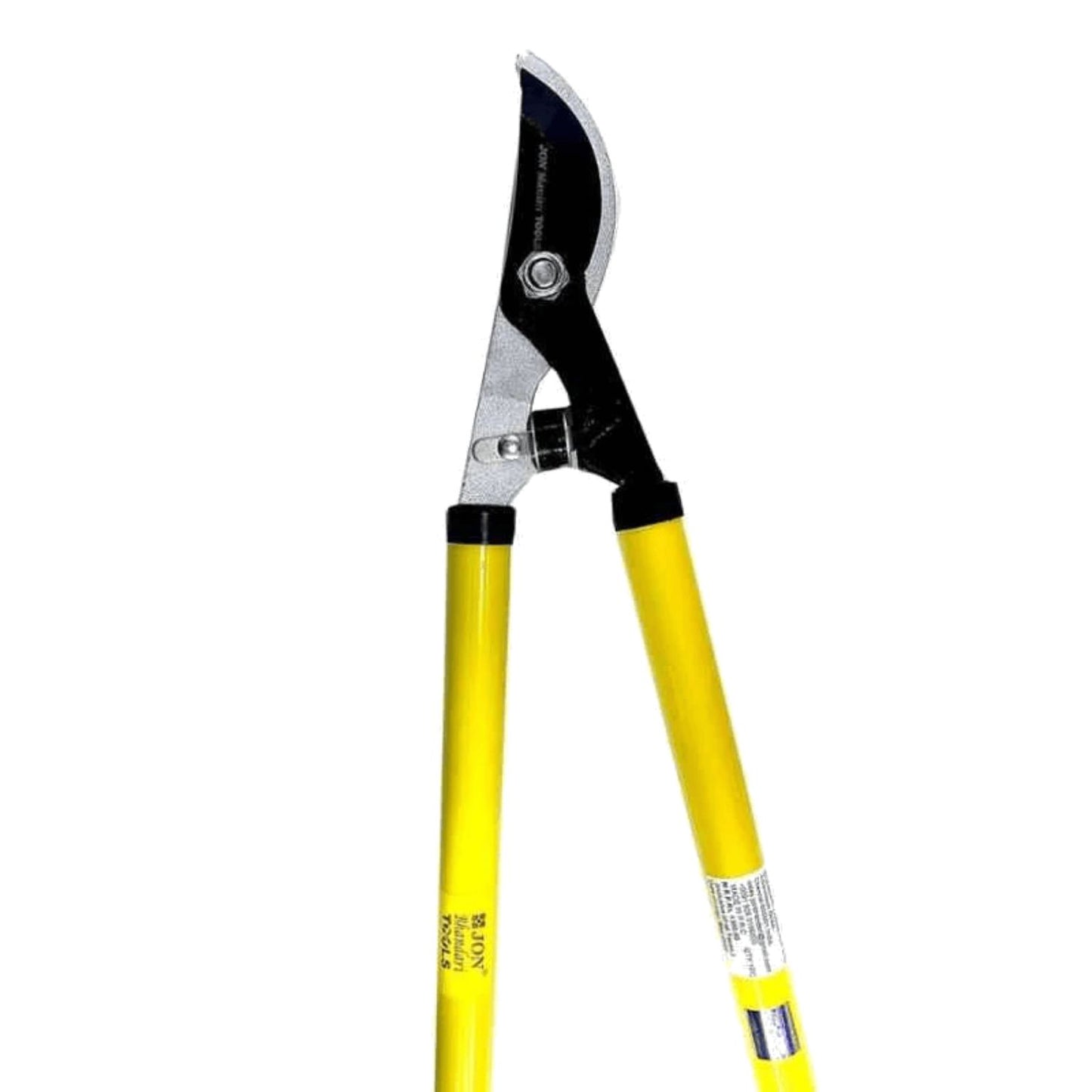 Gardening shears with yellow handles on a white background