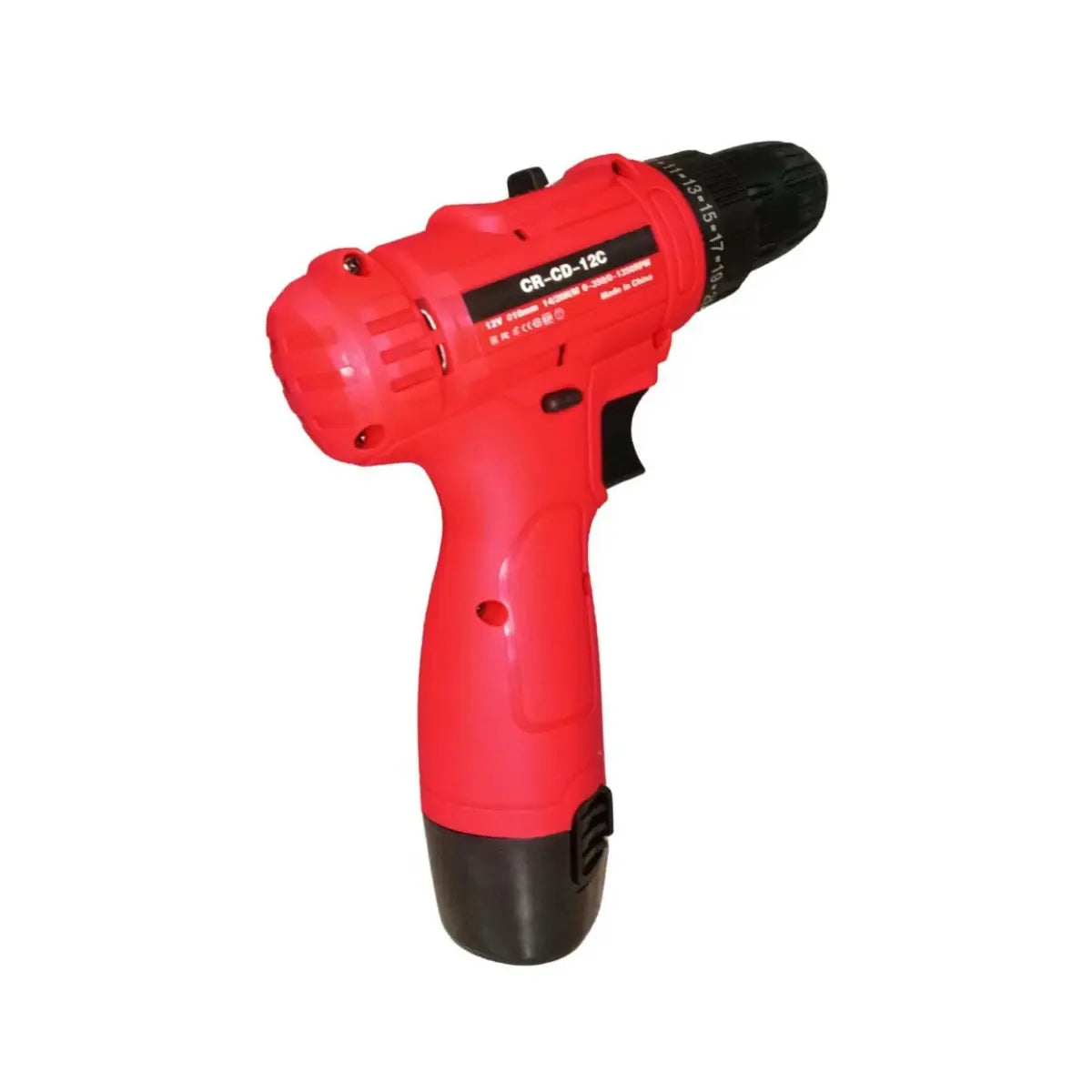 Red cordless drill on a white background
