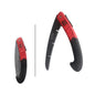 Red and black folding saw on a white background