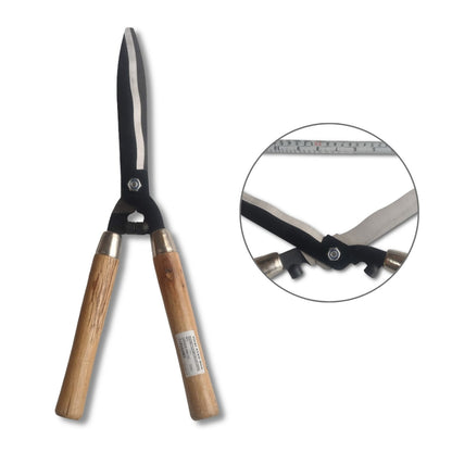 Garden shears with wooden handles on a white background