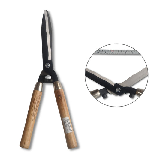 Garden shears with wooden handles on a white background