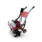 Red and black mini tiller machine on a white background