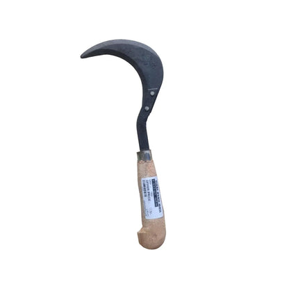 Sickle with a wooden handle on a white background