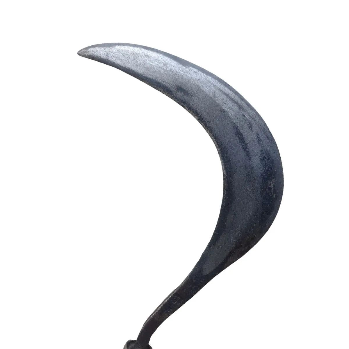 Black curved sickle blade on a white background