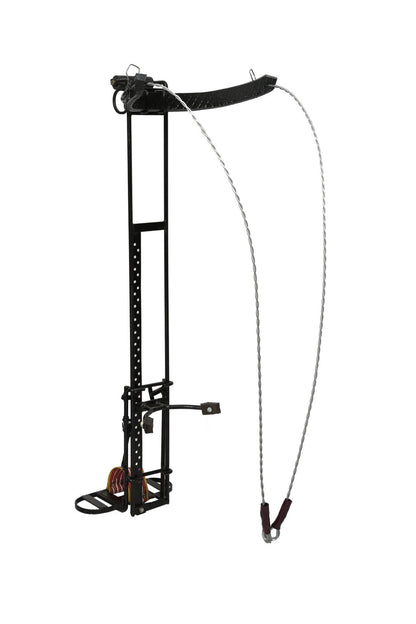 Black ladder style climber with steel wires on a white background