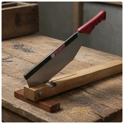 sugacane bud cutting machine on a wooden surface with a cutting blade