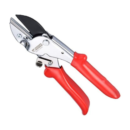 Gardening shears with red handles on a white background