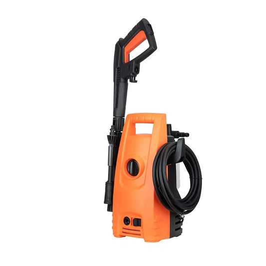 Orange and black pressure washer on a white background