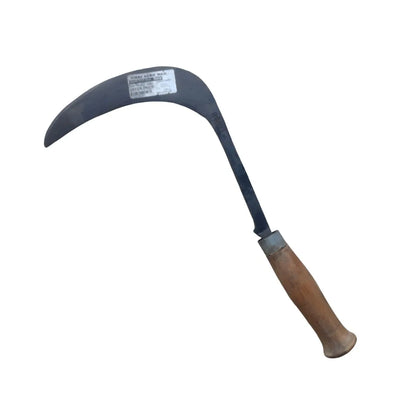 Banana Sickle with wooden handle on a white background