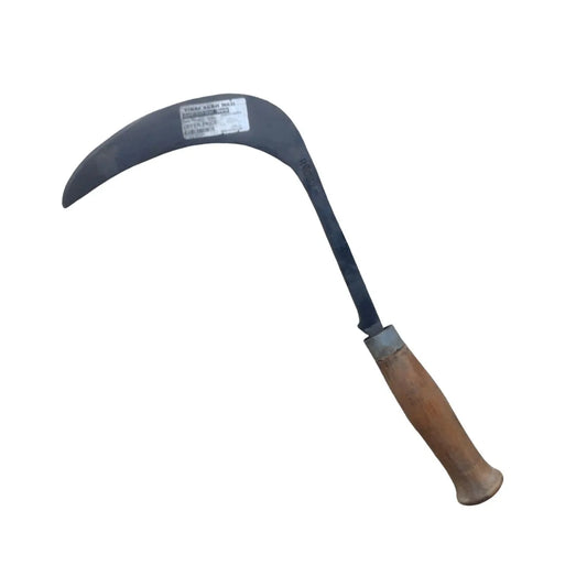 Banana Sickle with wooden handle on a white background