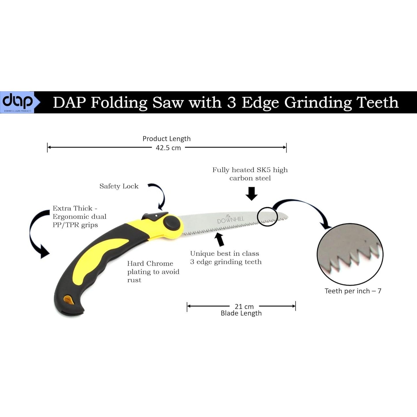 डीएपी फोल्डिंग सॉ - फांद्या छाटण्यासाठी आणि लाकूड कापण्यासाठी उपयुक्त गार्डन टूल